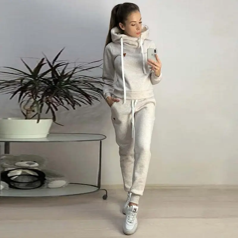 Pink Fleece Track Suit Women Casual Sports Wear — feature 5
