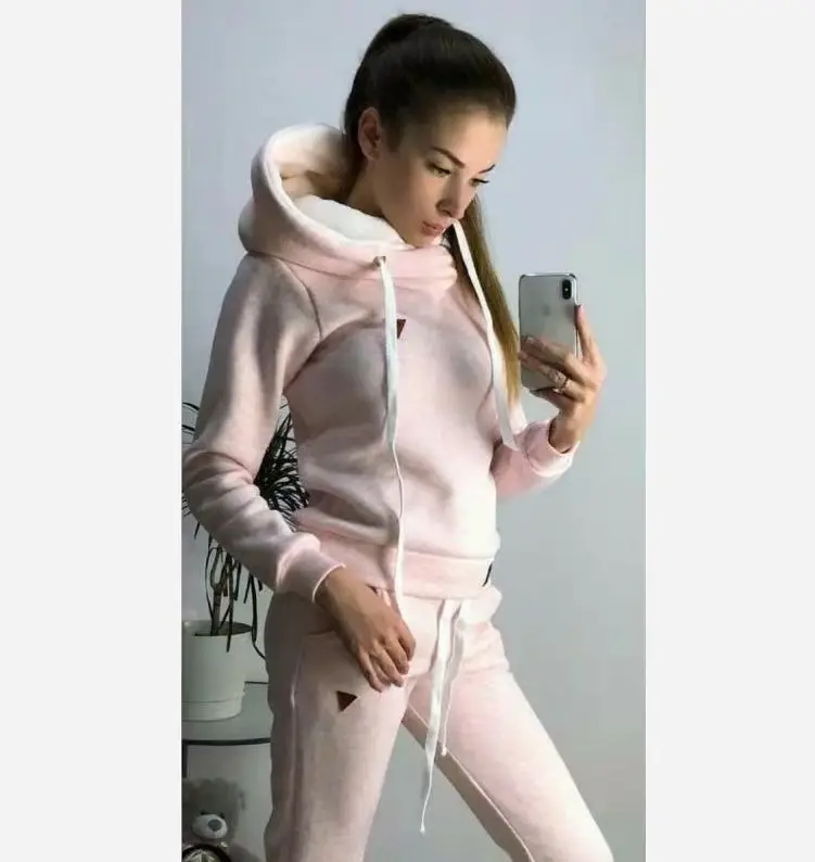Pink Fleece Track Suit Women Casual Sports Wear — feature 6