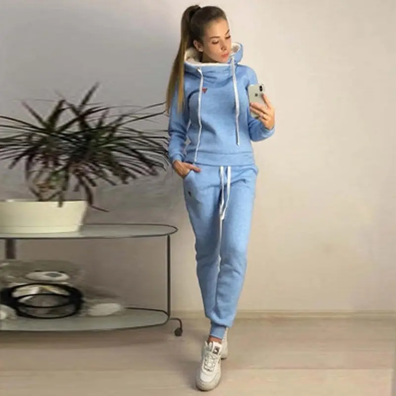 Pink Fleece Track Suit Women Casual Sports Wear - Image 4
