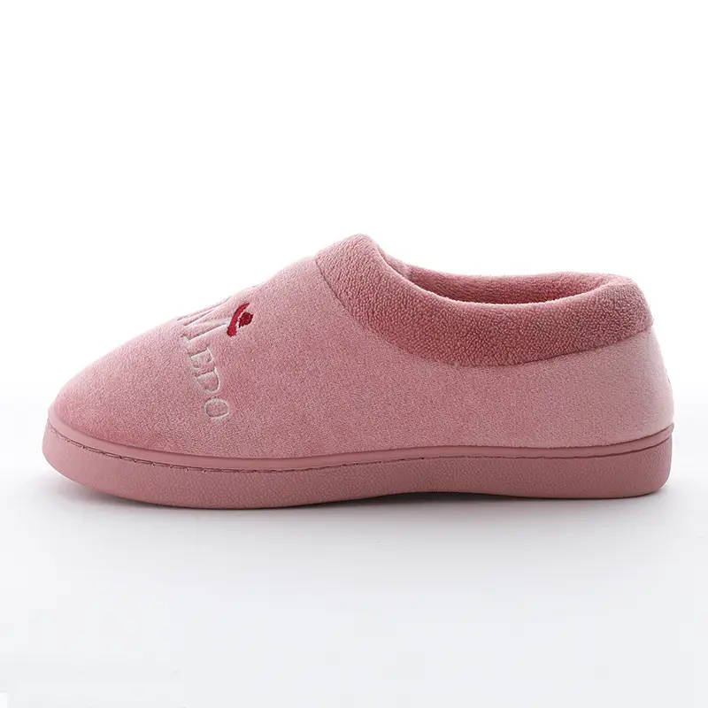 Women's Fleece Lined Winter Slippers Pink Grey - Image 8
