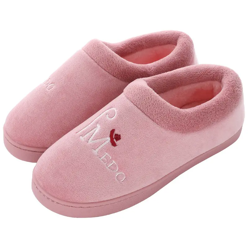Women's Fleece Lined Winter Slippers Pink Grey - Image 10