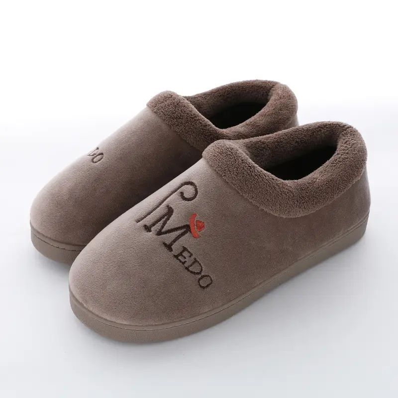 Women's Fleece Lined Winter Slippers Pink Grey - Image 4