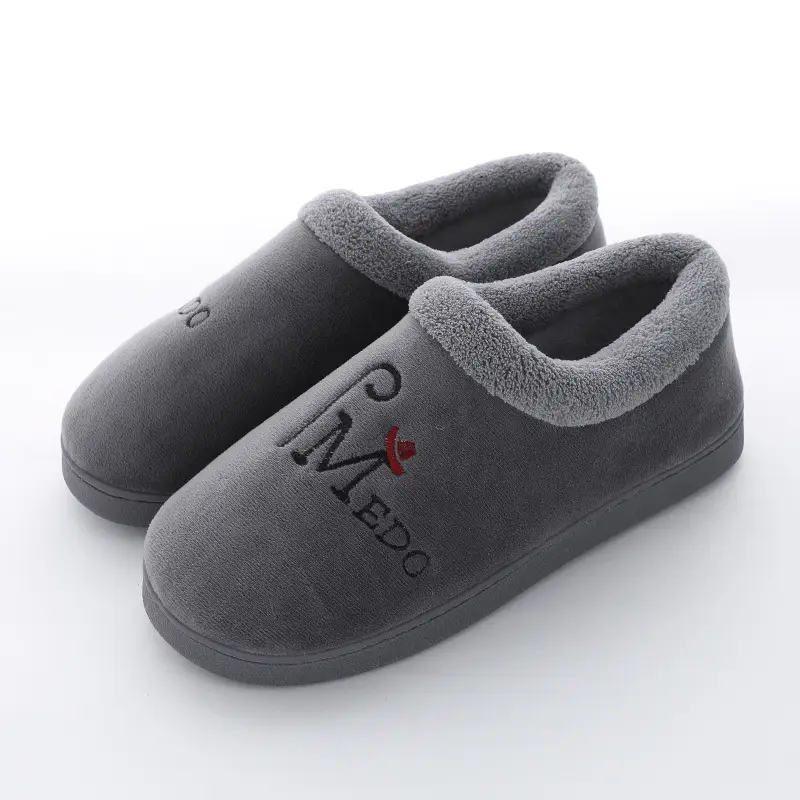 Women's Fleece Lined Winter Slippers Pink Grey - Image 5