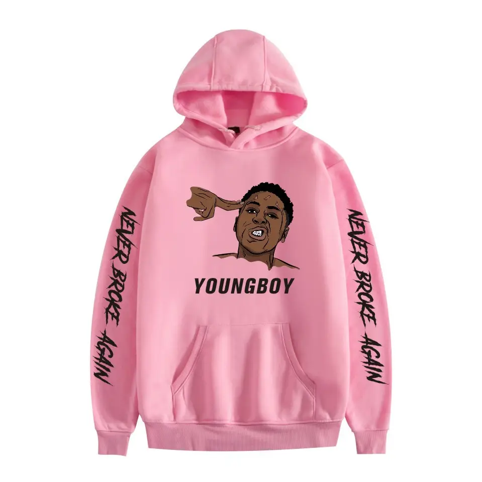 2019 Nev Rapper Pink Hoodie with "Never Rose Again" Print - Image 23