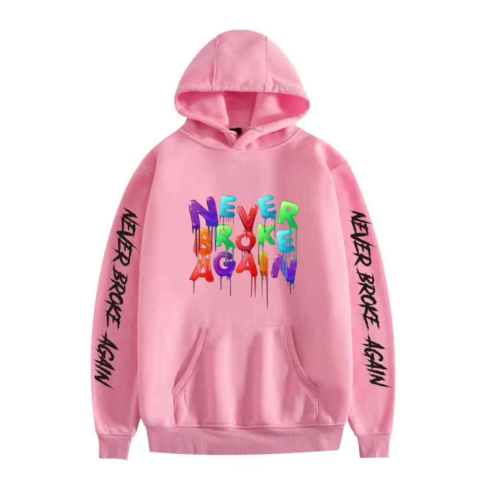 2019 Nev Rapper Pink Hoodie with "Never Rose Again" Print - Image 35