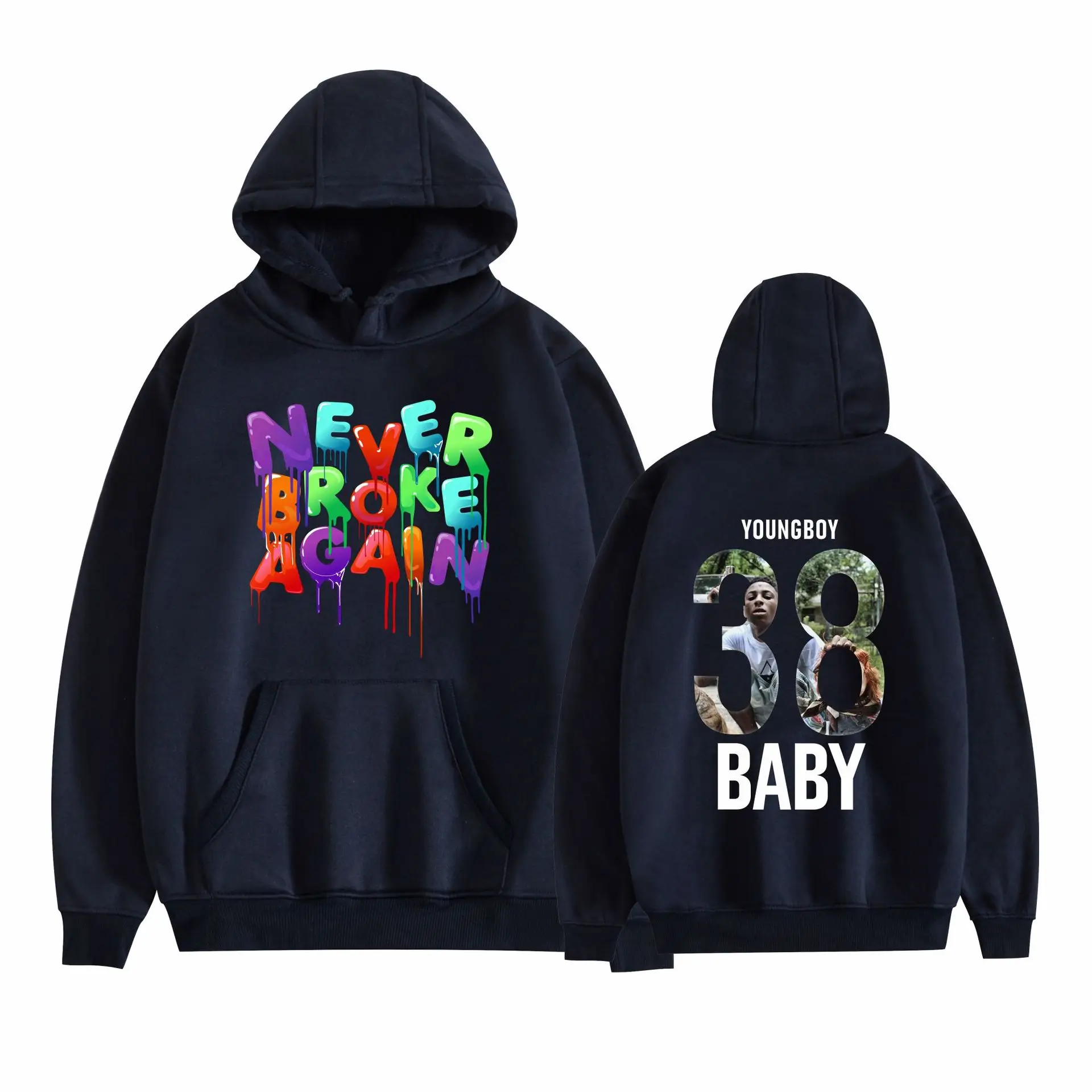 2019 Nev Rapper Pink Hoodie with "Never Rose Again" Print - Image 4