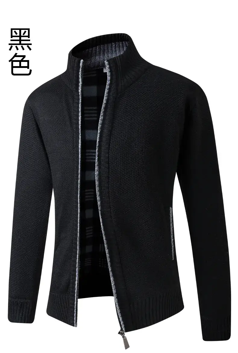Men's Grey Thick Crossbody Cardigan Long Sleeve Sweater