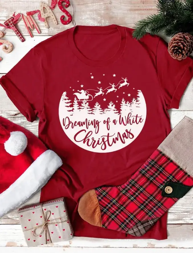 Flying Deer Christmas T-Shirt Small Navy - Image 7