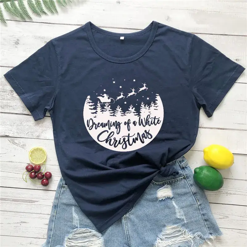 Flying Deer Christmas T-Shirt Small Navy - Image 9