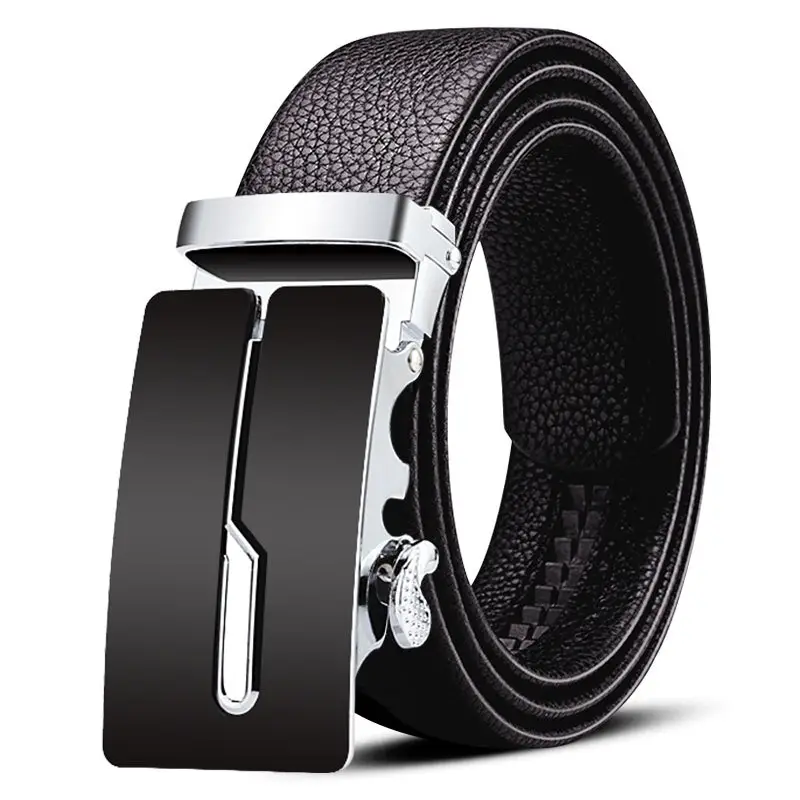Men's Black Leather Belt with Gold Plated Buckle - Image 10