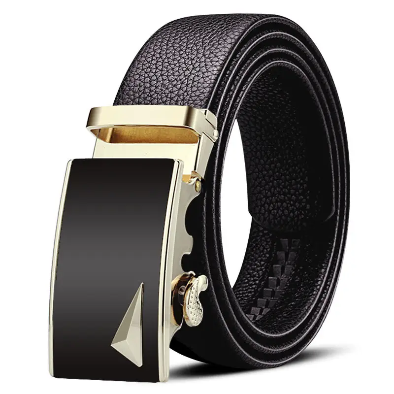 Men's Black Leather Belt with Gold Plated Buckle - Image 11
