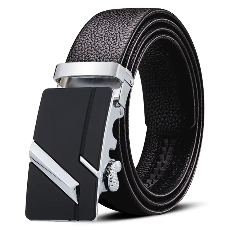 Men's Black Leather Belt with Gold Plated Buckle - Image 14