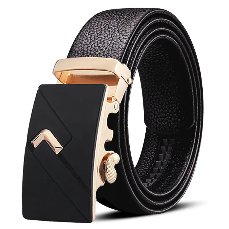 Men's Black Leather Belt with Gold Plated Buckle - Image 23