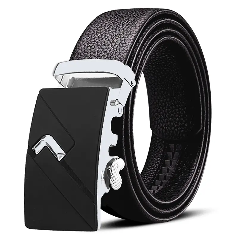 Men's Black Leather Belt with Gold Plated Buckle - Image 24