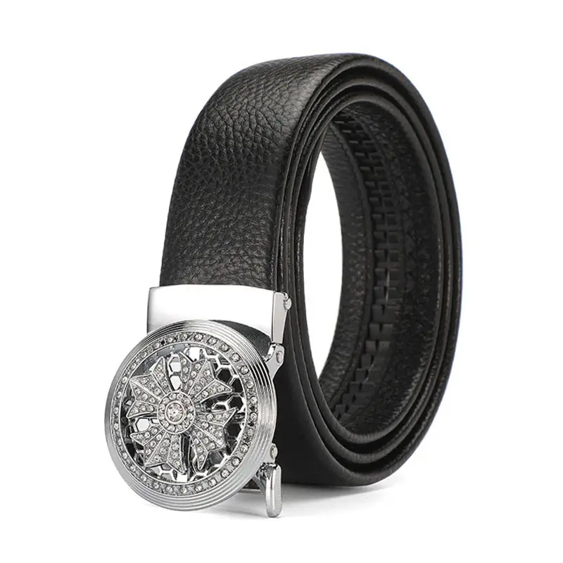 Men's Black Leather Belt with Gold Plated Buckle - Image 33