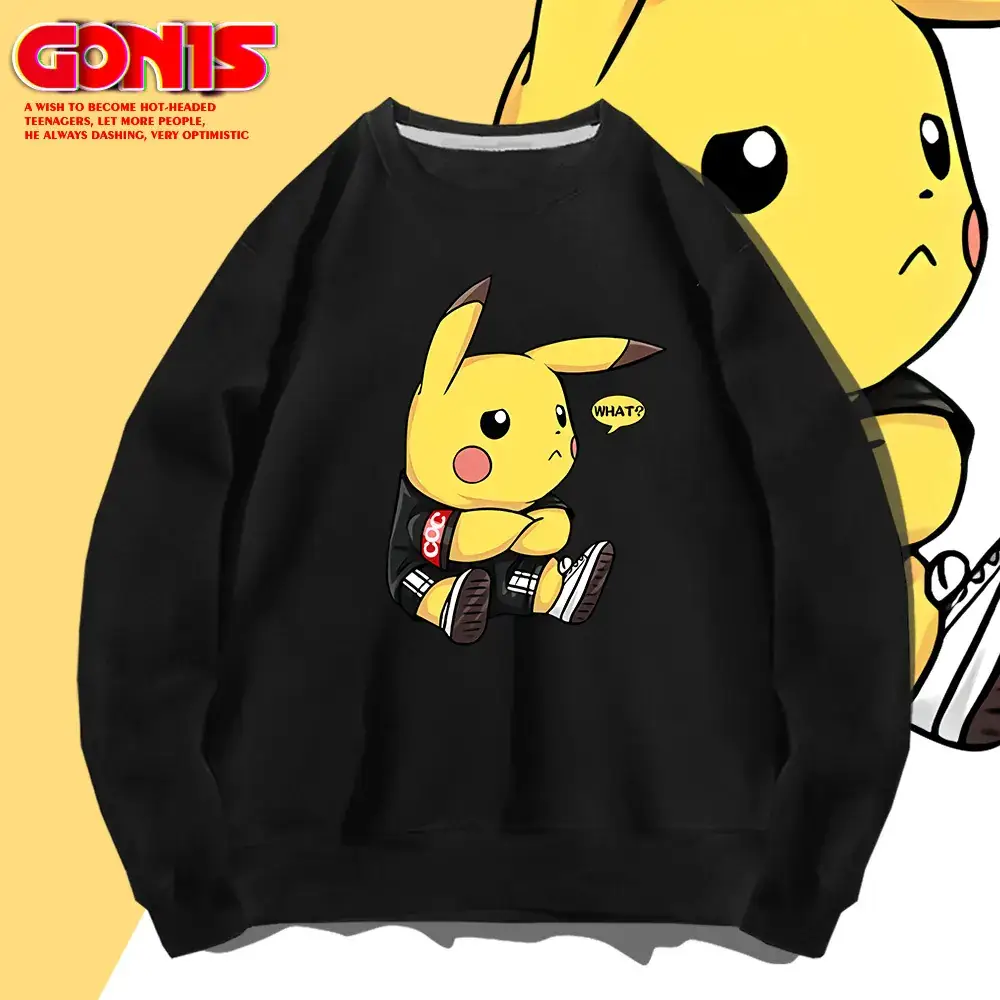 White Pikachu Graphic Sweatshirt for Men Women Loose Fit - Image 11