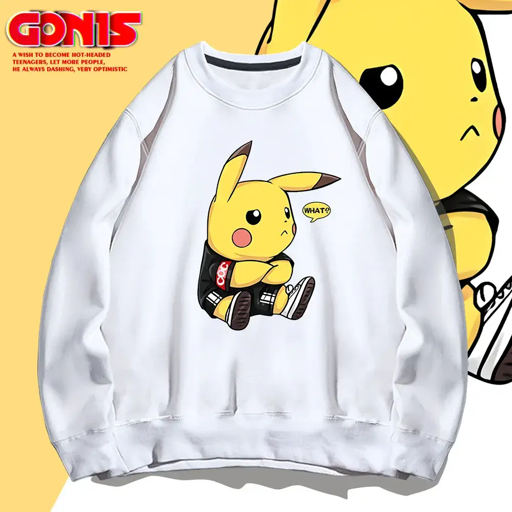 White Pikachu Graphic Sweatshirt for Men Women Loose Fit - Image 12