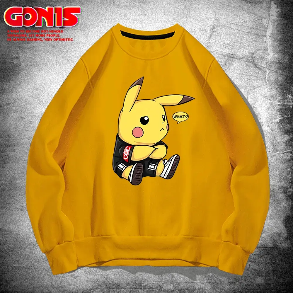 White Pikachu Graphic Sweatshirt for Men Women Loose Fit - Image 3