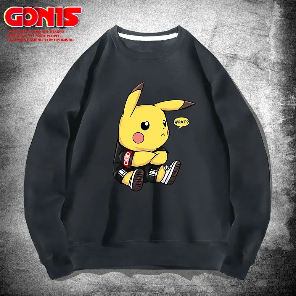 White Pikachu Graphic Sweatshirt for Men Women Loose Fit - Image 9