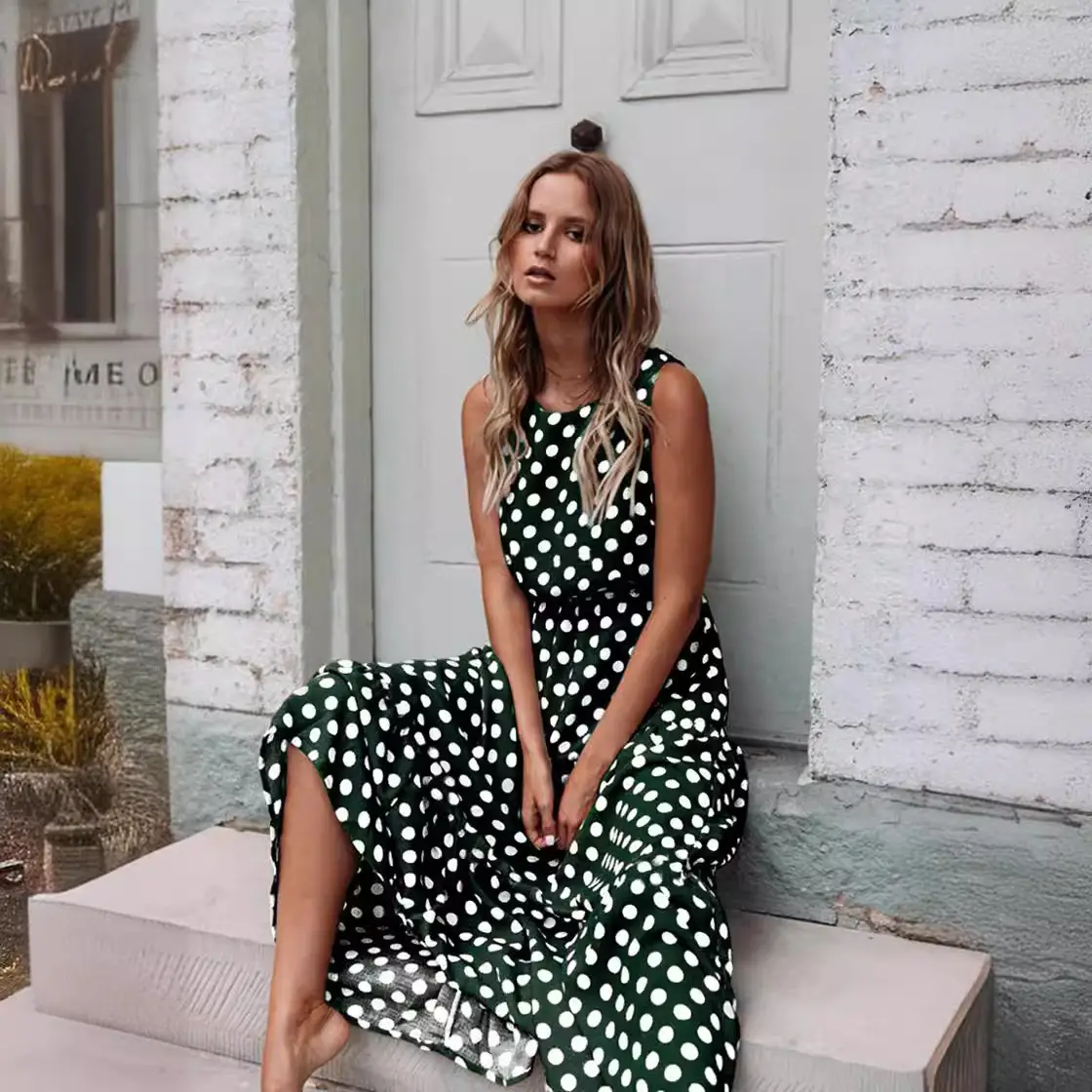 Sweet Polka Dot Sleeveless Dress for Women 2025 - Image 8