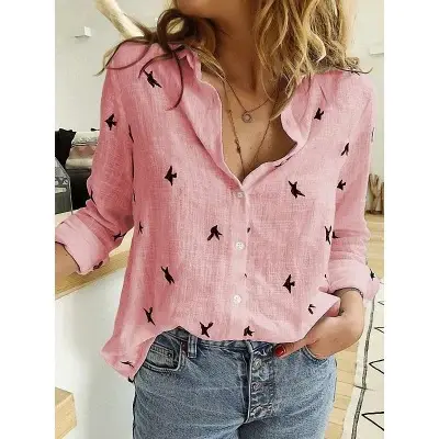 2021 Green Linen Button Front Shirt for Women - Image 11