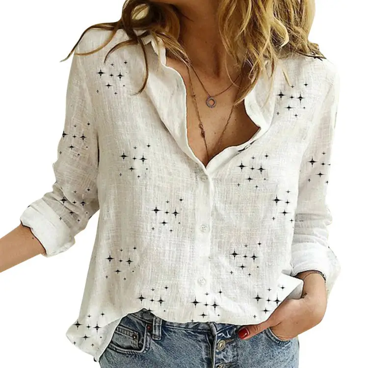 2021 Green Linen Button Front Shirt for Women - Image 16