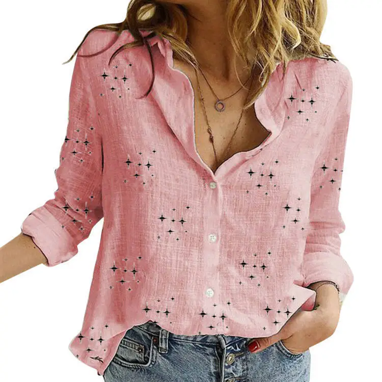 2021 Green Linen Button Front Shirt for Women - Image 18