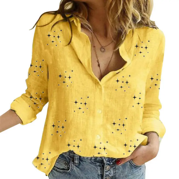 2021 Green Linen Button Front Shirt for Women - Image 19