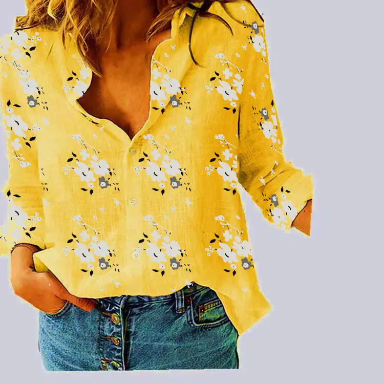 2021 Green Linen Button Front Shirt for Women - Image 23