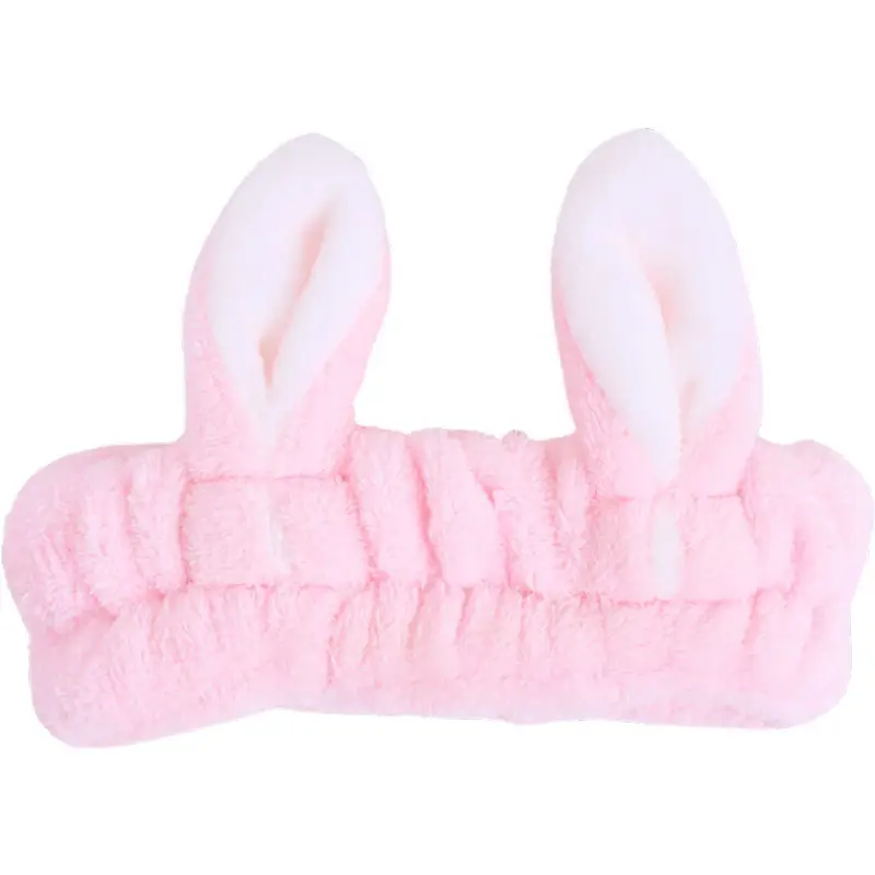 Pink Rabbit Ear Flannel Hair Band for Women Winter - Image 7