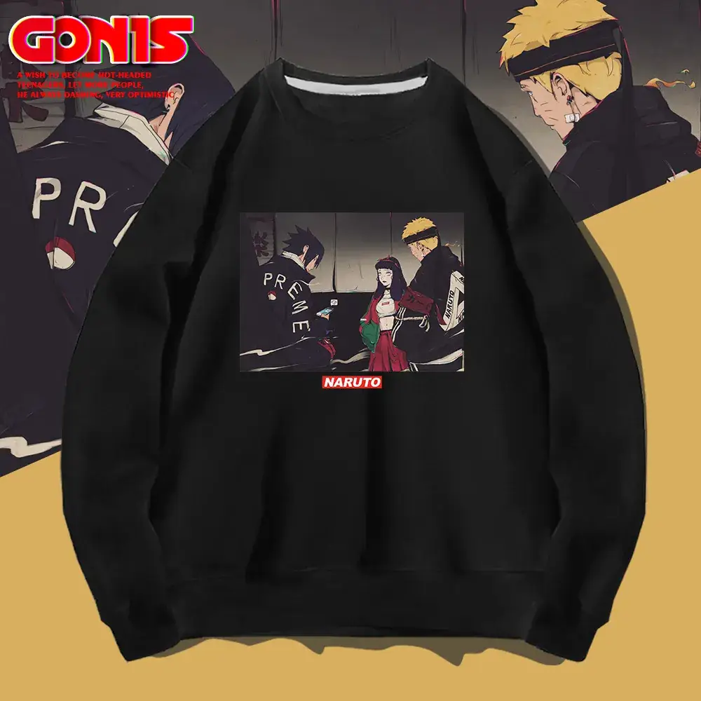 Naruto Anime Cotton Sweatshirt Black Round Neck - Image 11