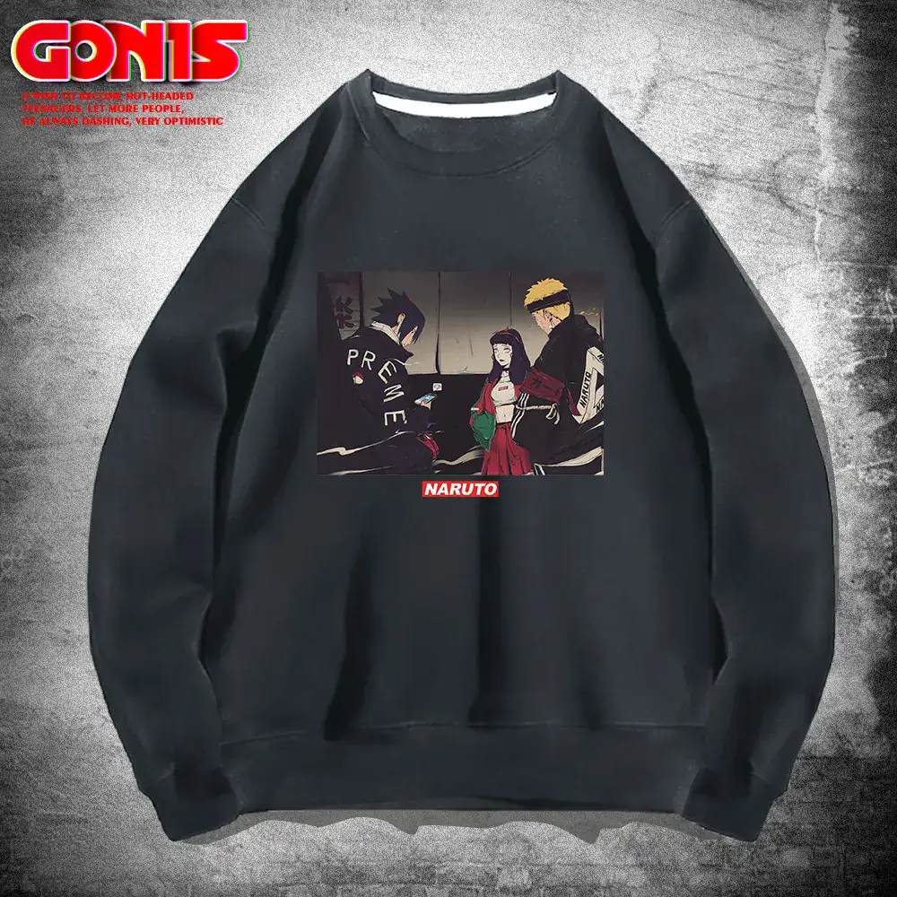 Naruto Anime Cotton Sweatshirt Black Round Neck - Image 9