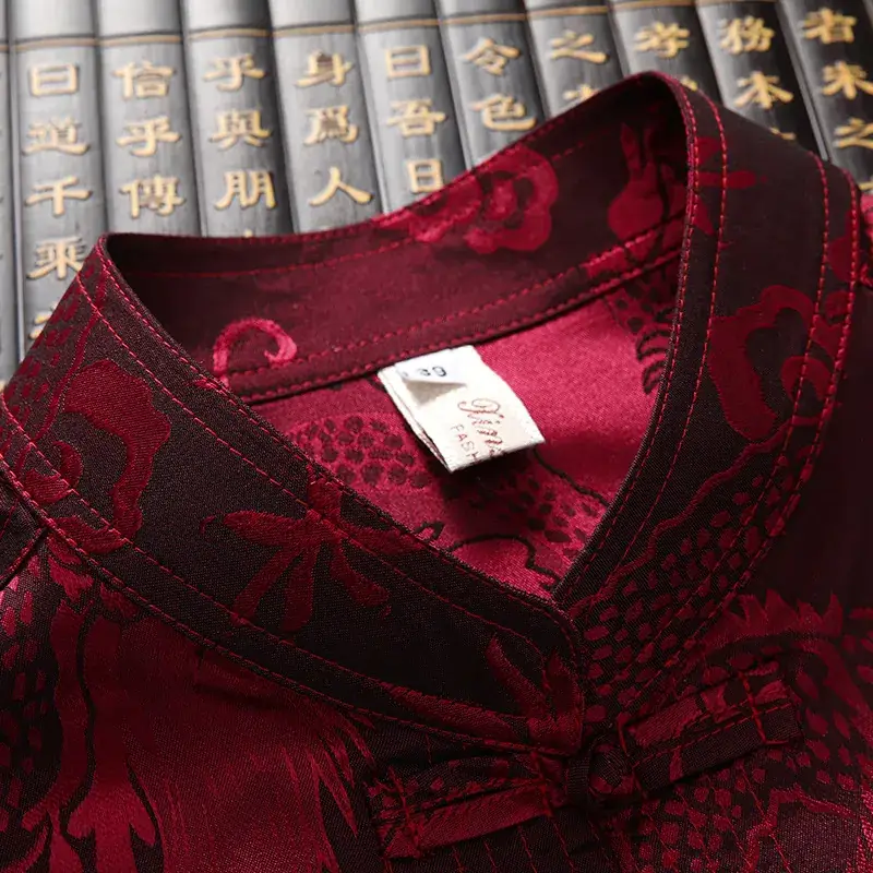 Middle-aged Chinese Tang Suit Top Red Floral 40+ - Image 6