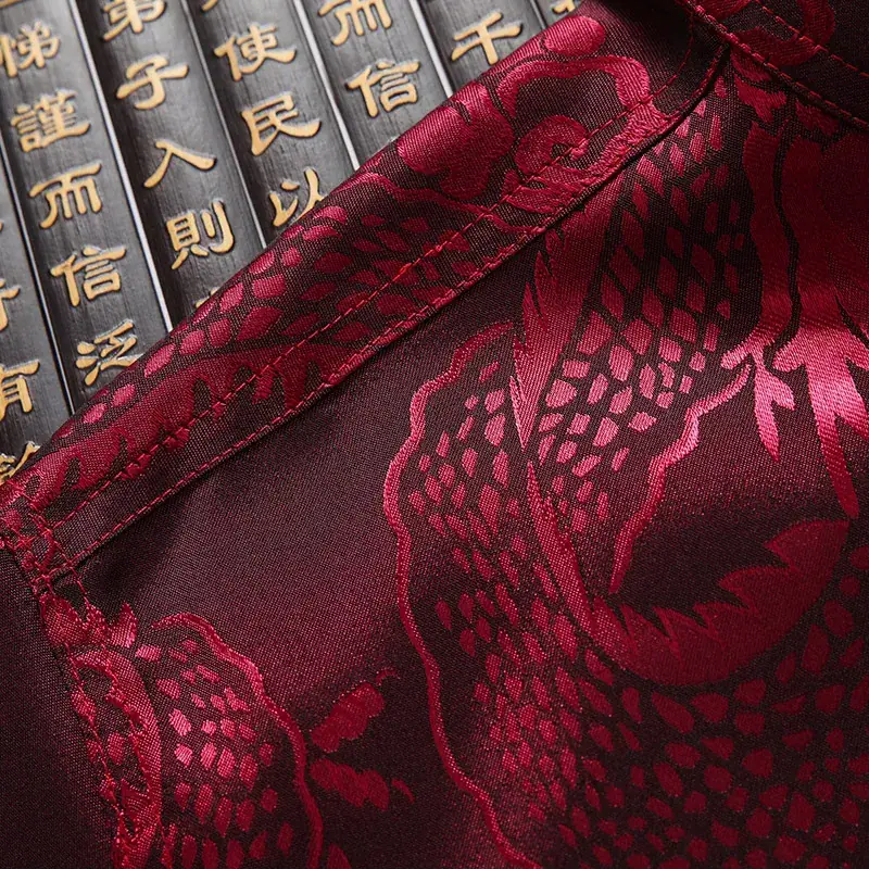 Middle-aged Chinese Tang Suit Top Red Floral 40+ - Image 7