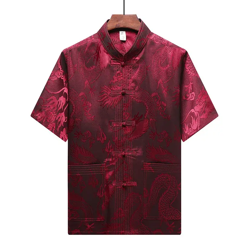 Middle-aged Chinese Tang Suit Top Red Floral 40+ - Image 2