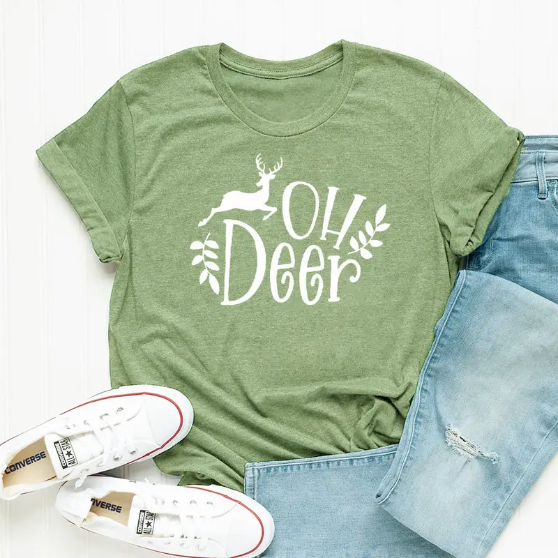 Men Women Red Tee Oh Deer Europe USA - Image 7