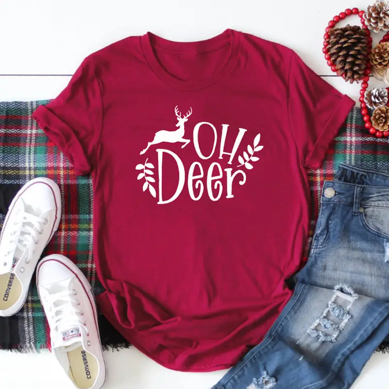 Men Women Red Tee Oh Deer Europe USA - Image 9