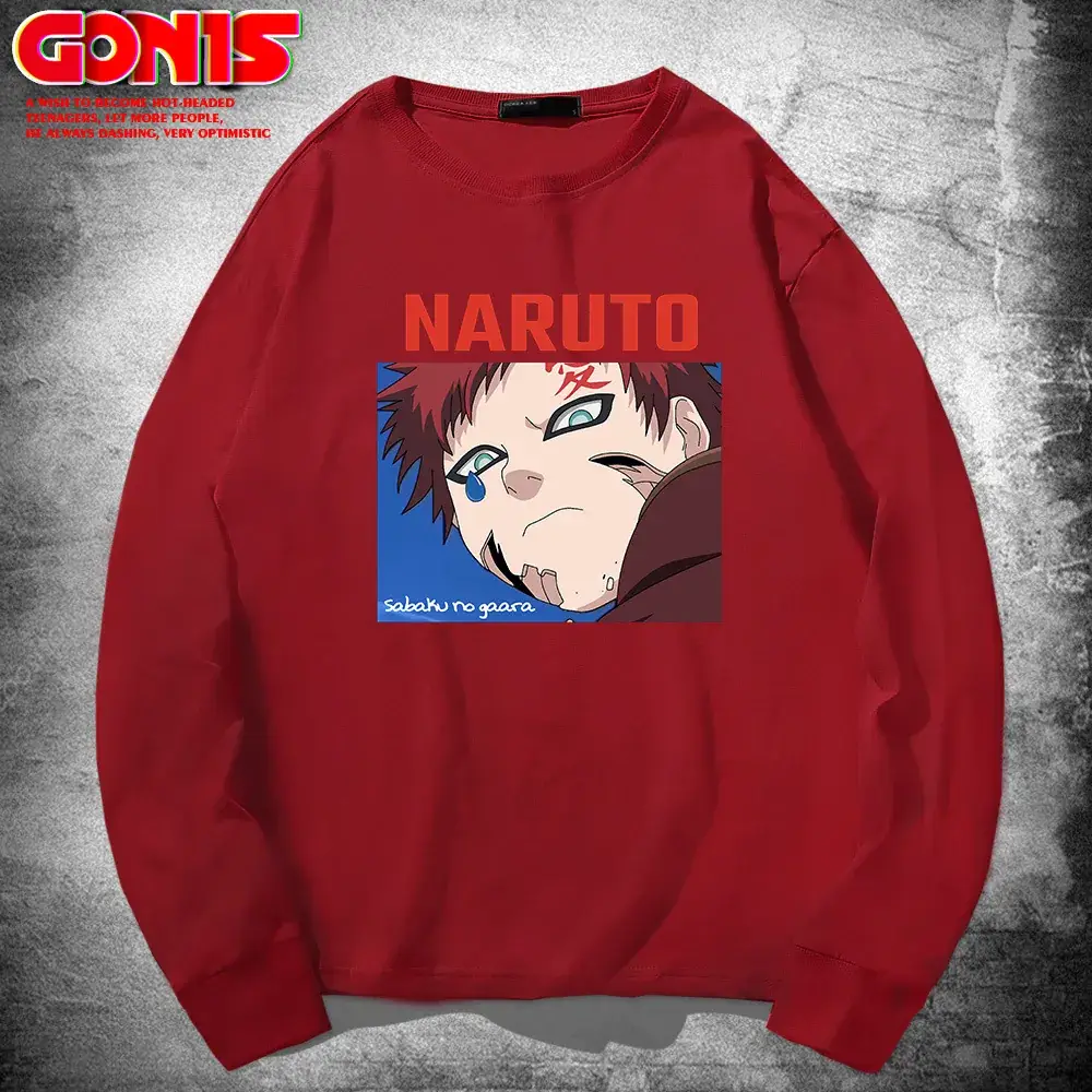 Naruto Anime T-Shirt Red Pure Cotton Men