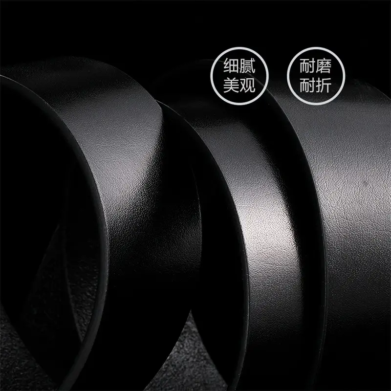 Men's Black Leather Belt with Cowhide Finish - Image 7