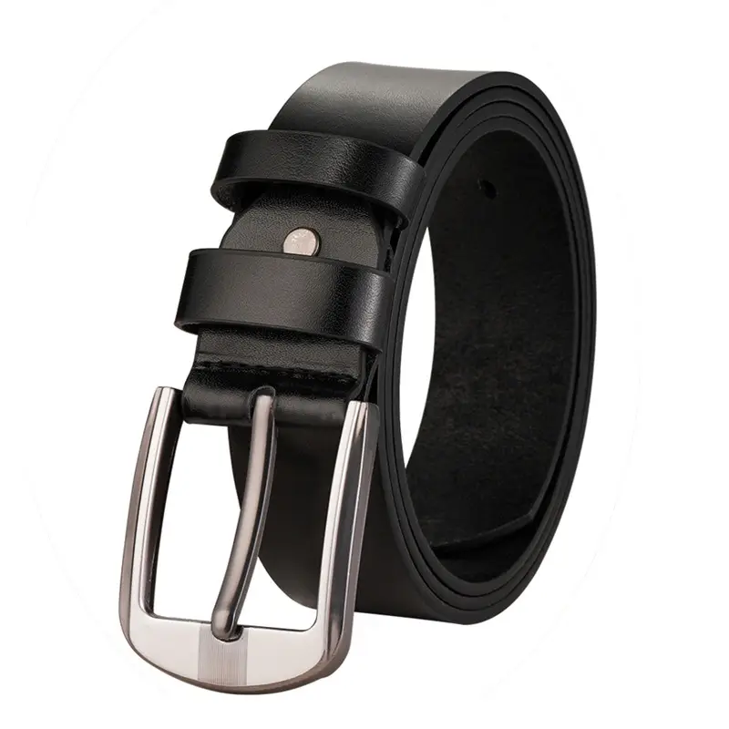 Men's Black Leather Belt with Cowhide Finish