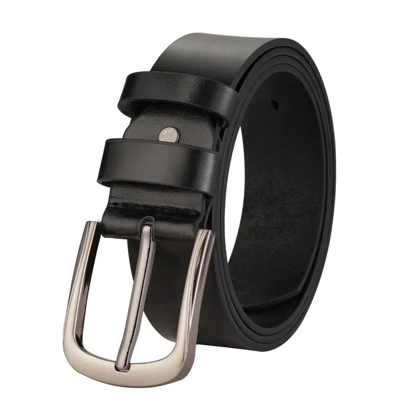 Men's Black Leather Belt with Cowhide Finish - Image 3