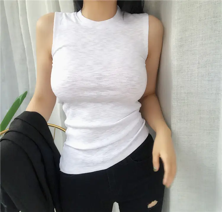 White Round Neck Comfortable Tank Top for Women — feature 1