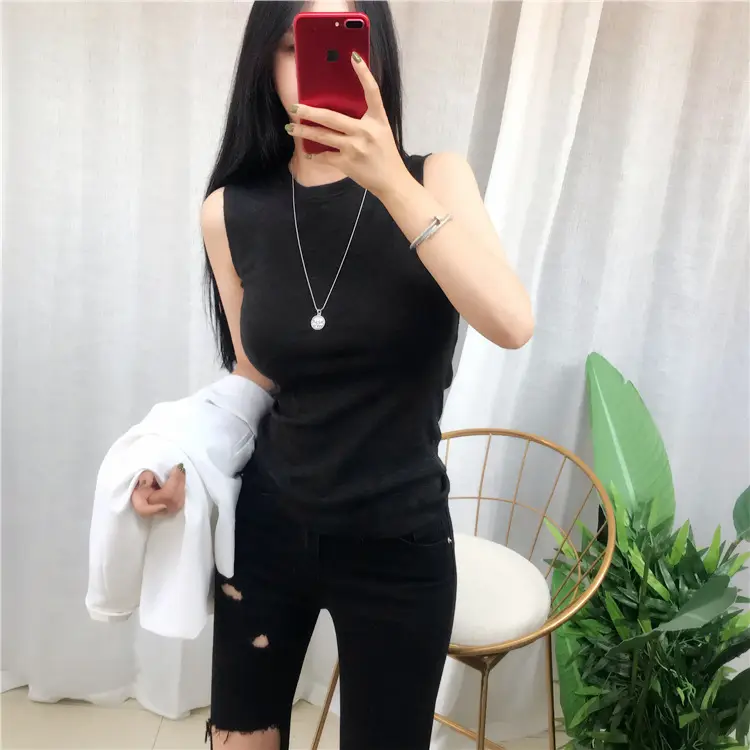 White Round Neck Comfortable Tank Top for Women — feature 11