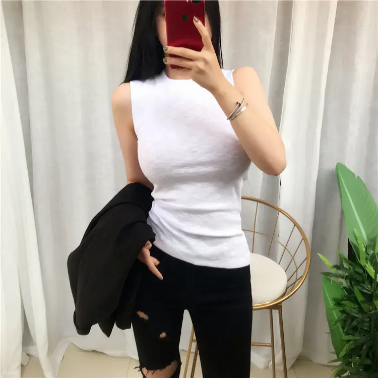 White Round Neck Comfortable Tank Top for Women — feature 3