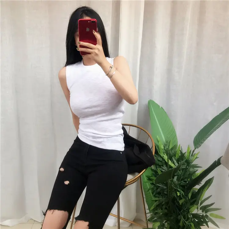 White Round Neck Comfortable Tank Top for Women — feature 6