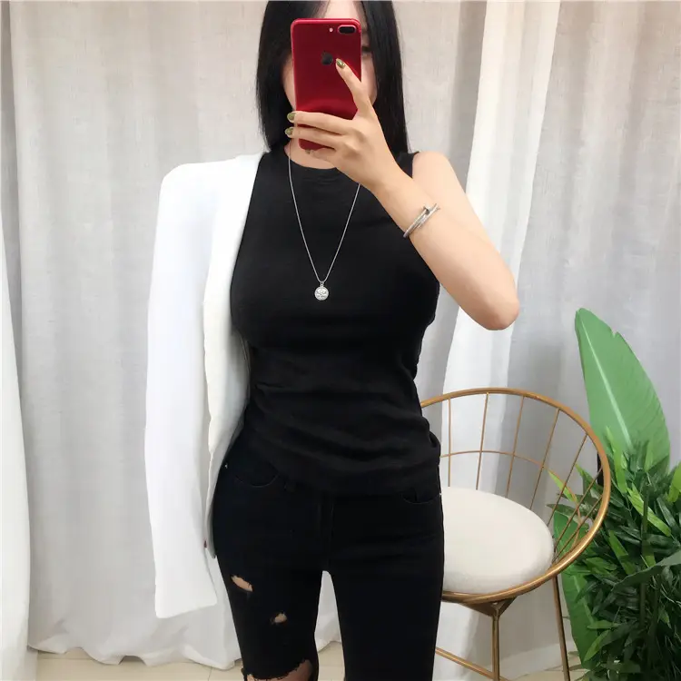 White Round Neck Comfortable Tank Top for Women — feature 7