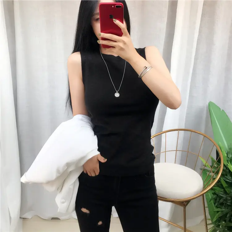 White Round Neck Comfortable Tank Top for Women — feature 9