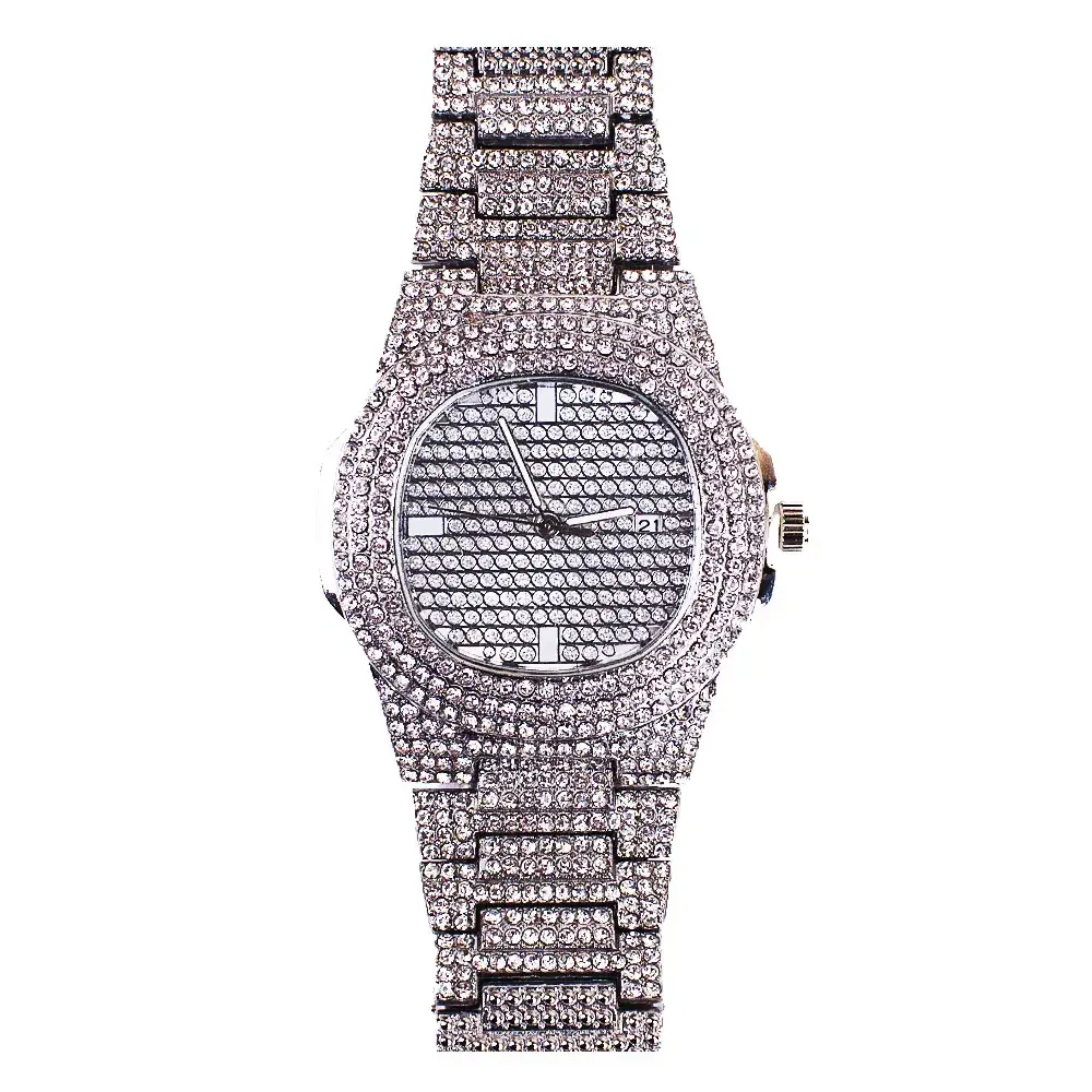 Men Rhinestone Quartz Wristwatch Gold 2024 - Image 8