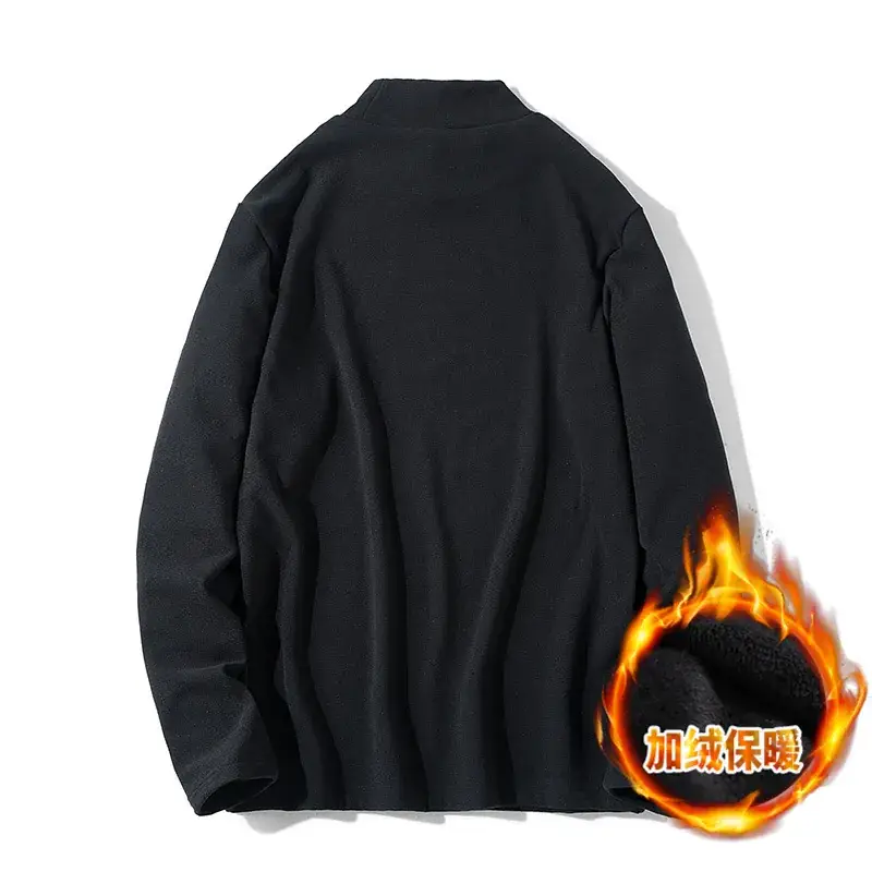 Men's Beige Fleece Long Sleeve T-Shirt with Heat Protection - Image 8