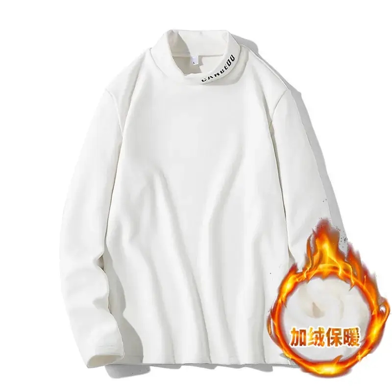 Men's Beige Fleece Long Sleeve T-Shirt with Heat Protection - Image 9